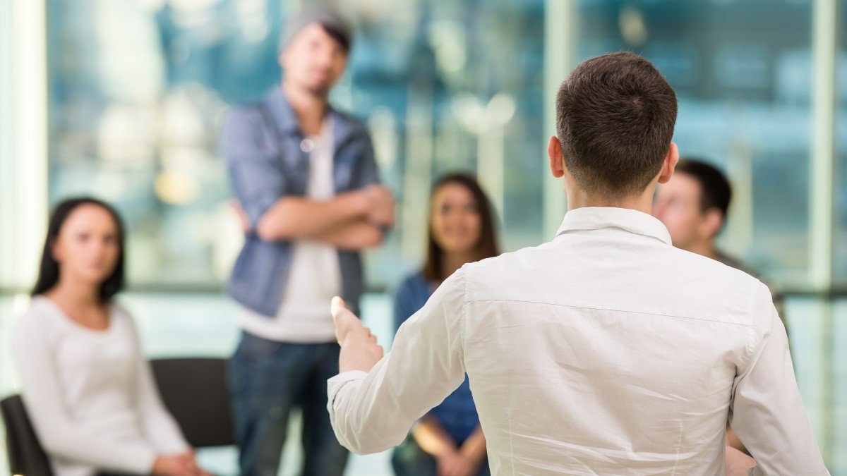 Man running a focus group