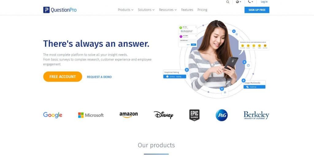 QuestionPro homepage