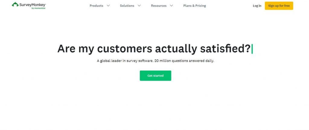 SurveyMonkey homepage