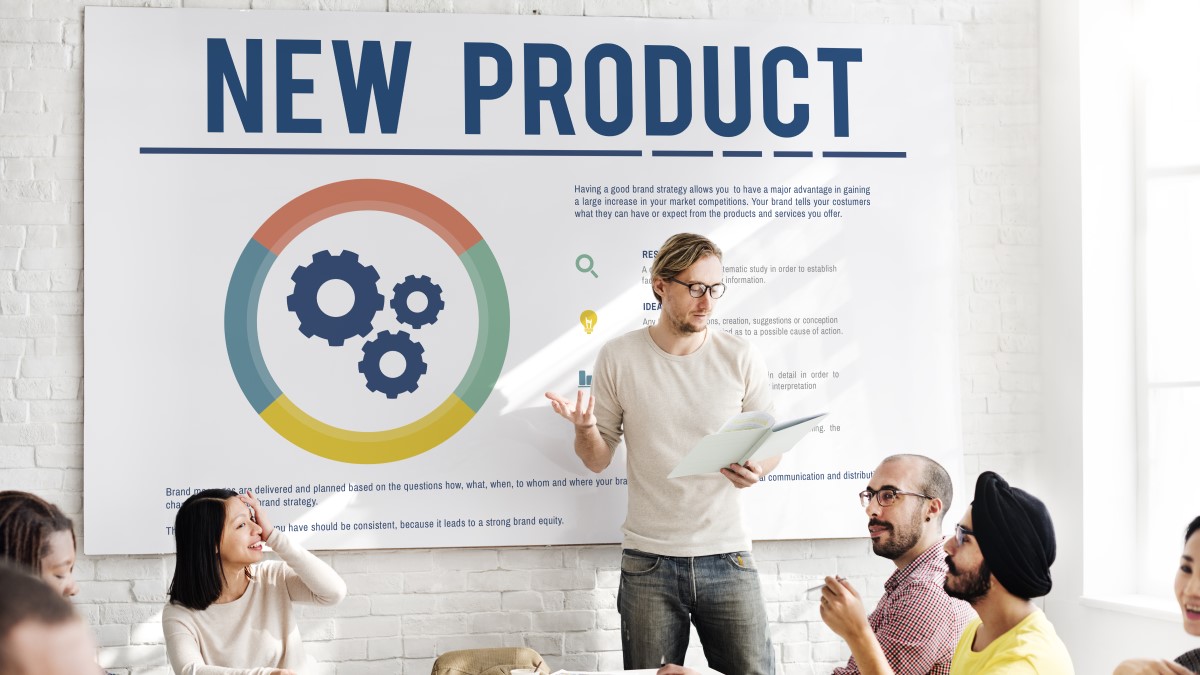 Man leading new product research session