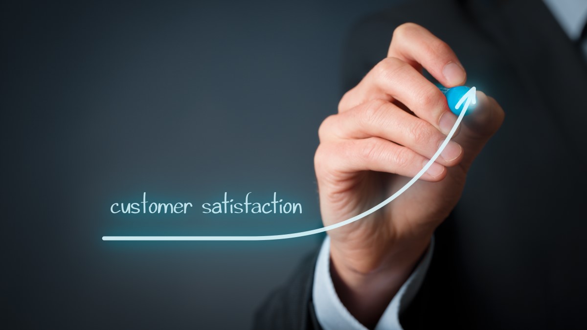 Picture showing how satisfaction levels can improve through surveying customers