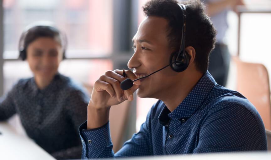 An example of a customer service department, with representatives handling customers' questions.