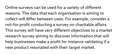 Screenshot of paragraph of text with a heavier font weight from SmartSurvey website. The text is much clearer.