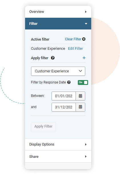 A screenshot of the SmartSurvey filter options menu.