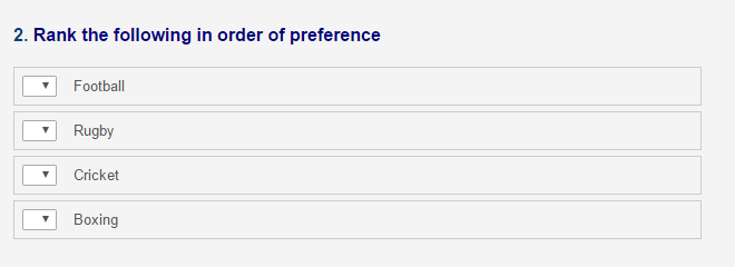 Example of ranking questions